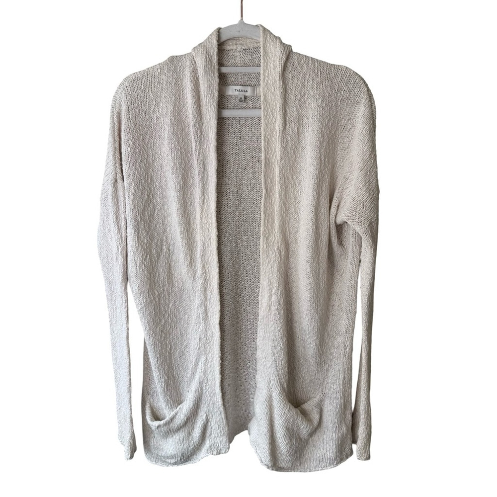 Talula Cream Textured Open Cardigan Size XS Neutral Minimalist Cozy Casual